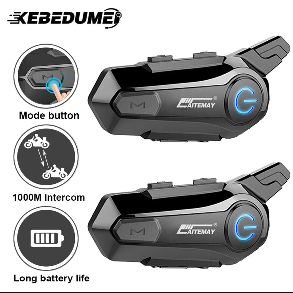 Interphone Bluetooth pour casque de Moto, casque d'écoute pour 2 motocyclistes, Interphone sans fil,