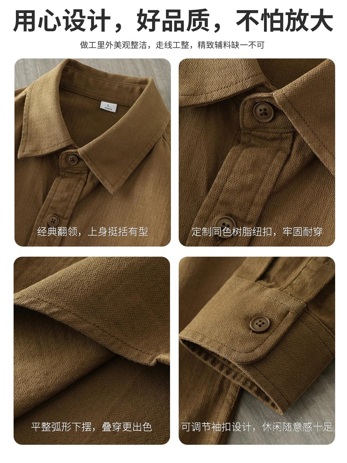 DUEllen-Chemises de travail pour hommes, chemisier à manches longues, poches vintage, vêtements basi
