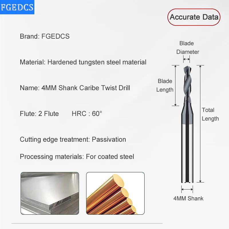 Foret en alliage de carbure, acier au tungstène, foret hélicoïdal dur en acier inoxydable, tige D4mm