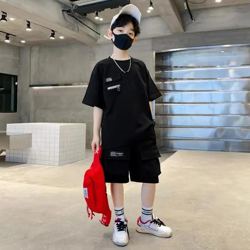 Ensemble d'été pour garçons, combinaison de sport pour enfants, nouvelle tenue à la mode, haut à man