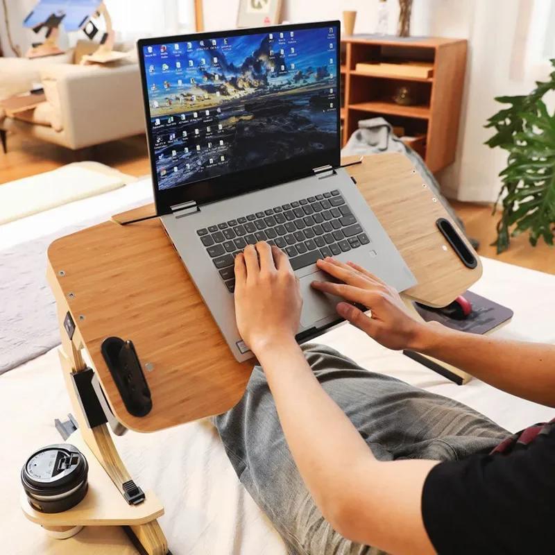Support multifonctionnel en bois pour paresseux, support réglable à 360 ° pour ordinateur Portable,