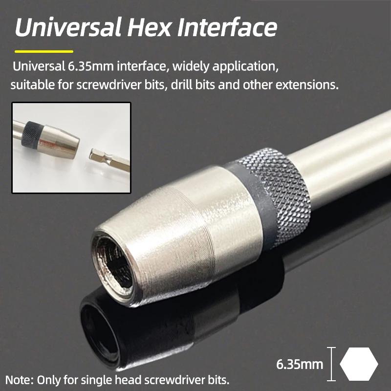 Adaptateur de support de douille de vis hexagonale 1/4, Extension de 6 tailles, tournevis magnétique