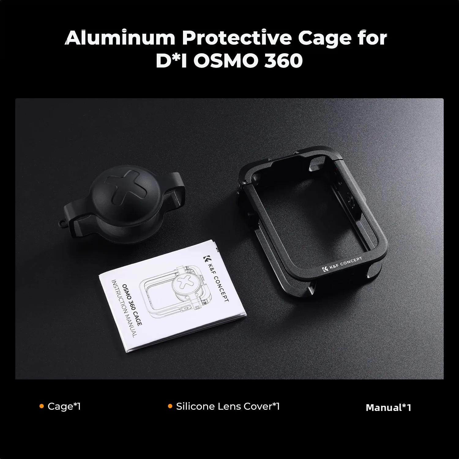 K&F CONCEPT Cage en Aluminium pour Appareil Photo pour DJI Osmo 360 Étui de Protection avec Cache Ob