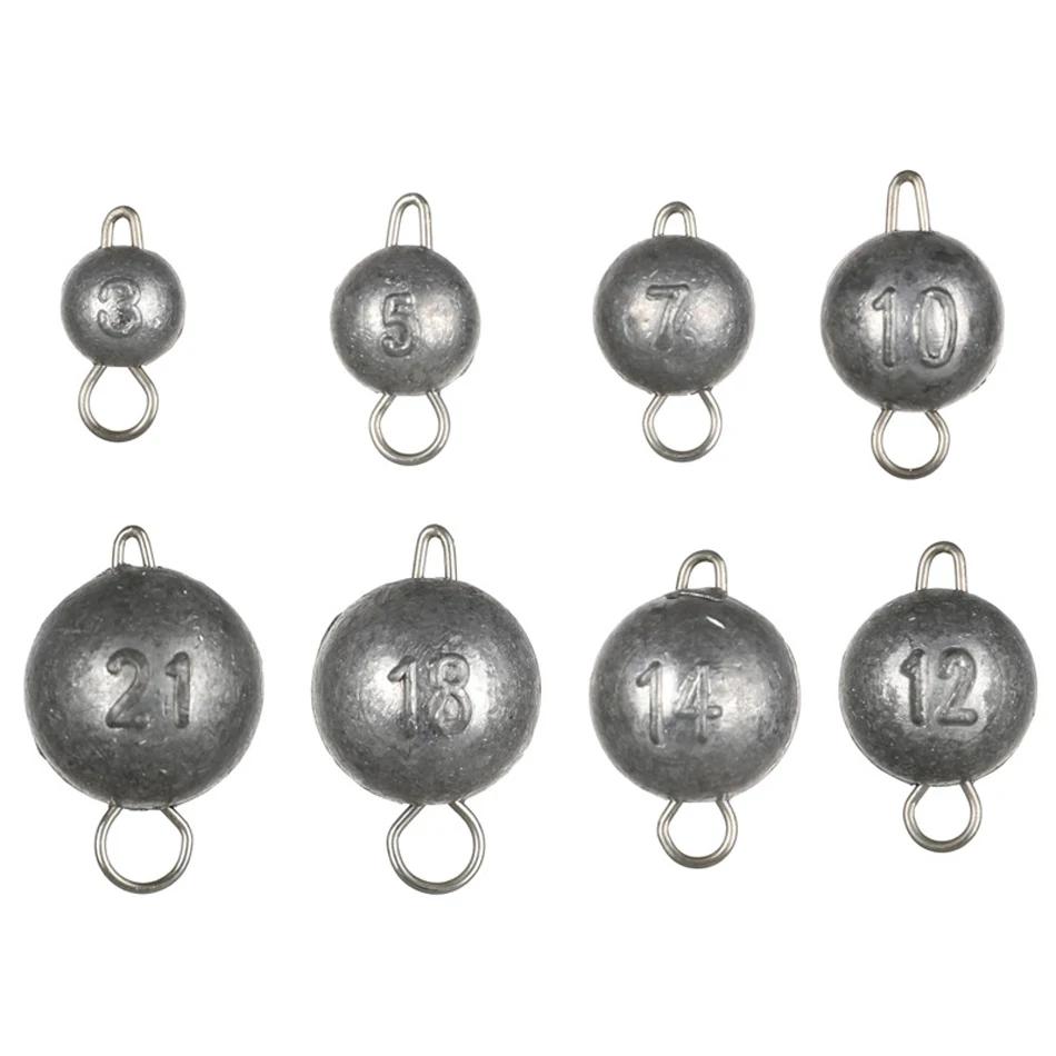 Poids de balle de pêche en eau profonde avec boule ronde, plombs de pêche, tête de gabarit, accessoi