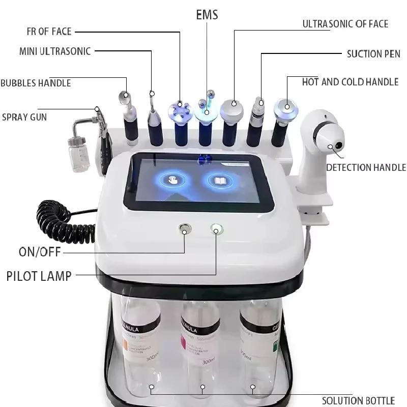 2025 10 en 1 H2o2 Aqua Peeling Lift Skin Bubble Hydratant Oxygène Hydro Machine faciale, Soins de la