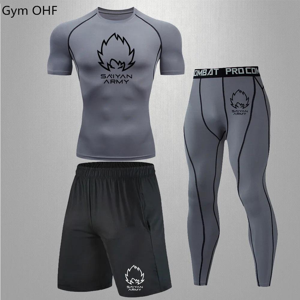 Goku Rashguard survêtement hommes survêtement ensembles pour hommes salle de sport Fitness course sé