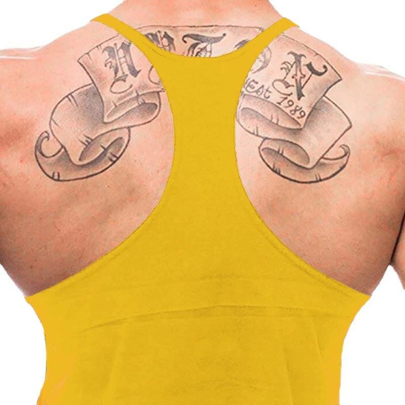 Débardeur homme coton respirant sans manches Fitness musculation Y-back été mode sport