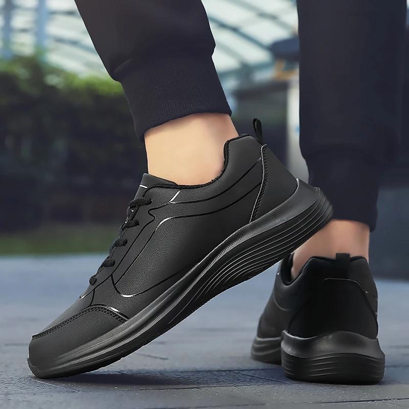 2025 nouveaux hommes légers baskets en cuir décontractées antidérapant respirant mâle chaussures de