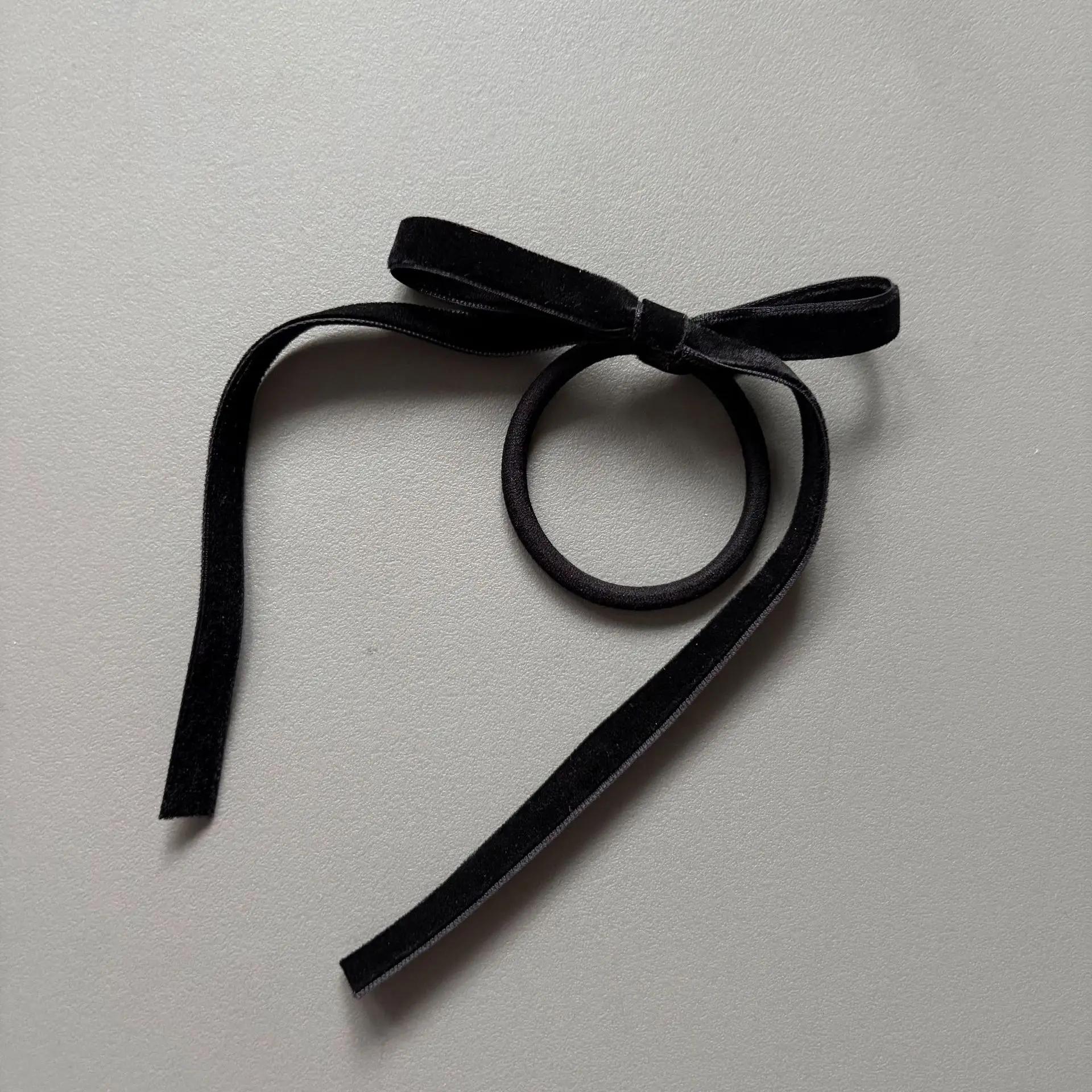 2/8 pièces de nœuds en velours noir tendance pour femmes et filles, accessoires pour cheveux de fête