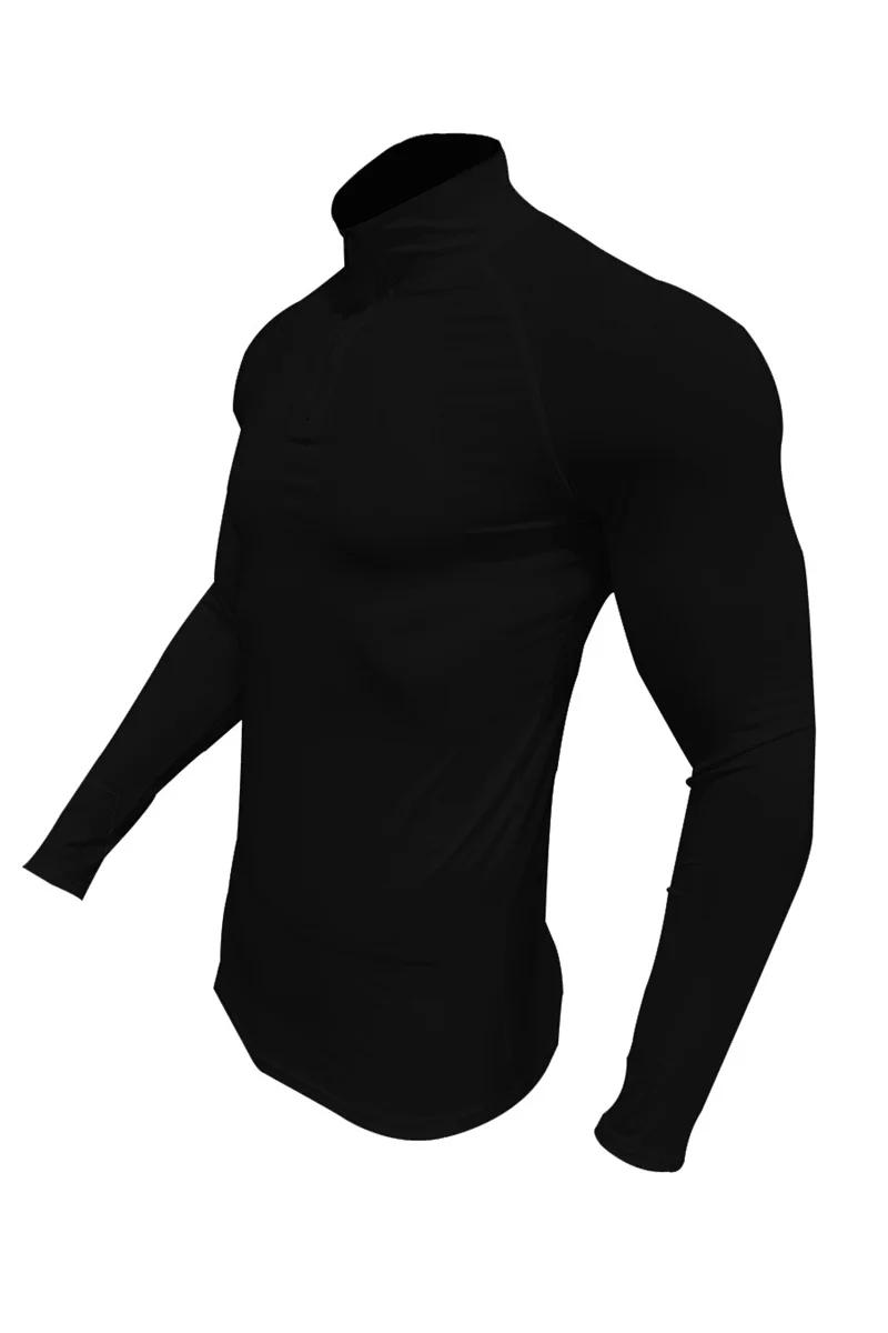 Fitness Compression Sport T-shirt Gym course exercice élastique manches longues sweat demi zip haut