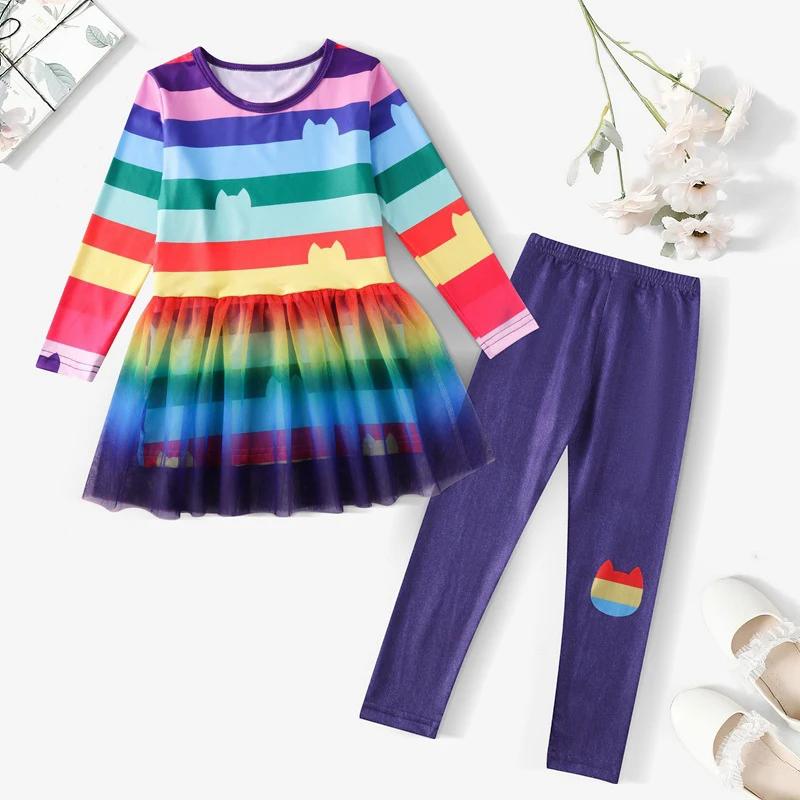 LZH Gabby's Dollhouse – ensemble robes + pantalons pour filles, vêtements d'automne pour enfants, Co
