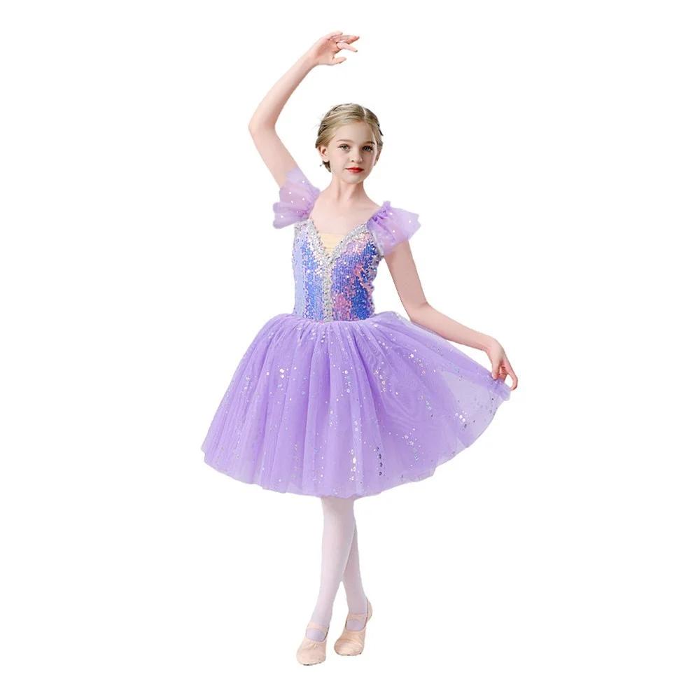 Robes de danse pour filles, robes de ballet pour enfants, robes de danse à paillettes pour filles, c