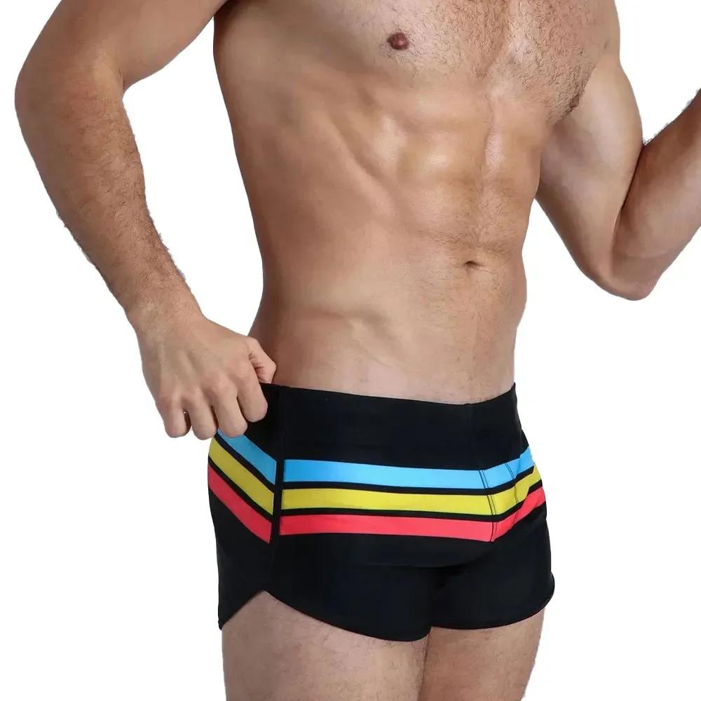 Maillot de bain à rayures pour hommes, shorts de surf et de plage, séchage rapide, boxer court, sous