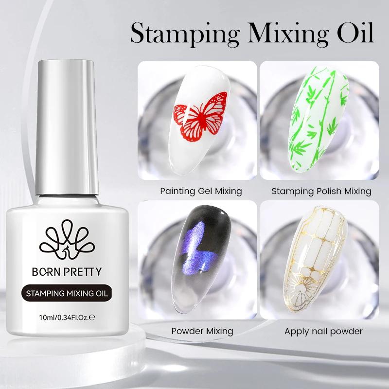 BORN PRETTY 10ml estampage mélange peinture à l'huile Gel estampage vernis poudre mélange et appliqu