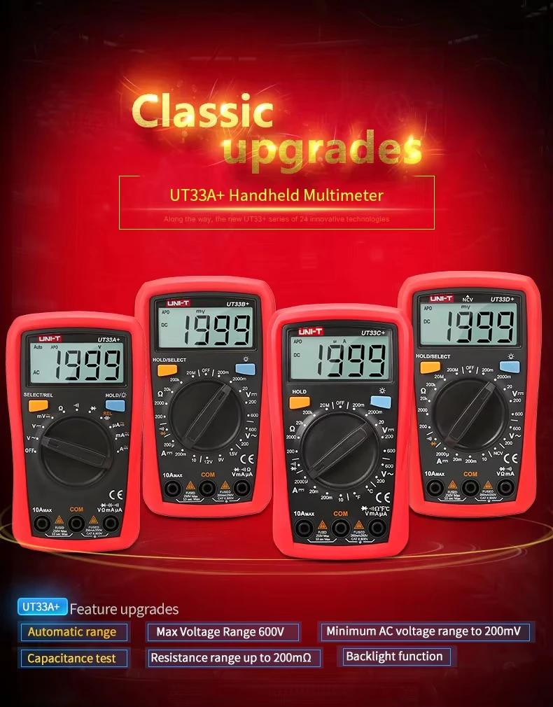 UNI-T UT33A UT33B UT33C UT33D Plus multimètre de poche ampèremètre numérique voltmètre mesure de rés