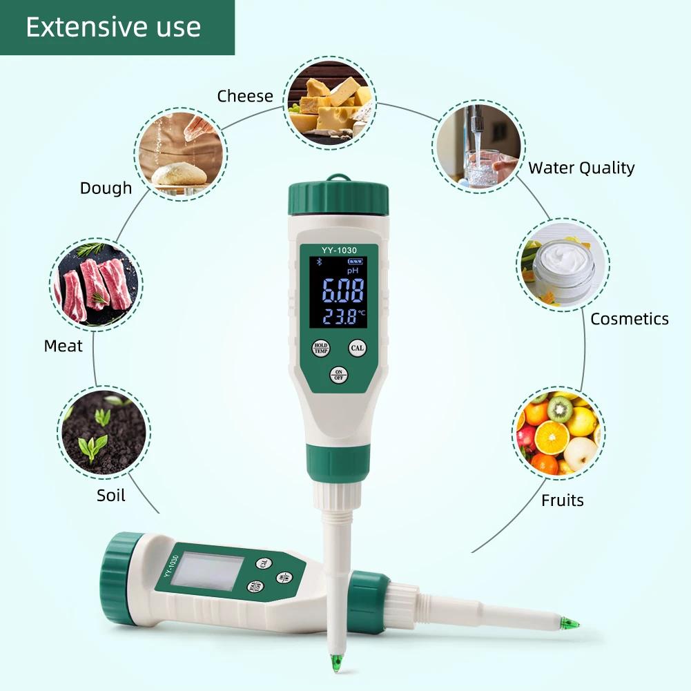 Ph-mètre alimentaire numérique Bluetooth 0.00 ~ 14.00, capteur de haute précision, testeur intellige