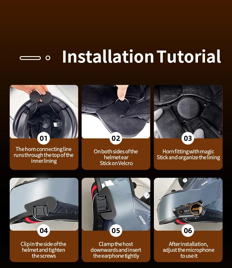 1/2x Interphone de musique Bluetooth 5.3 casque de moto Interphone casque étanche 300m Intercomunica