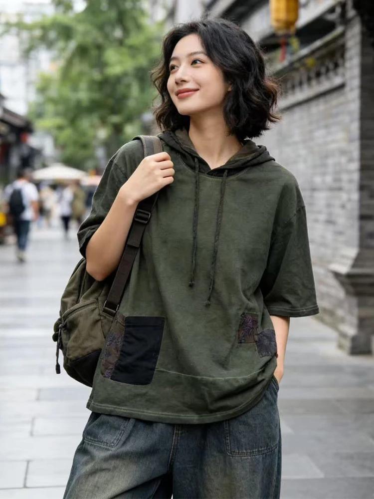 Amax LuluE 2026 – Nouveaux hauts amples à capuche style vintage coréen pour femmes – Vêtements décon