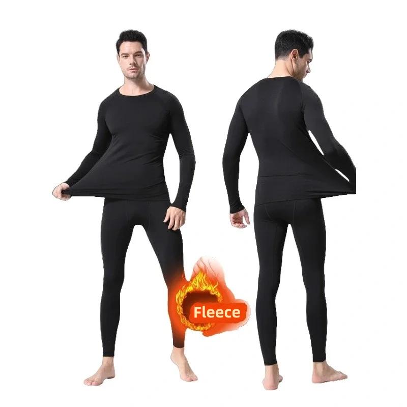 T-shirt compression thermique hiver homme - Sous-vêtement chaud polaire ski sport manches longues