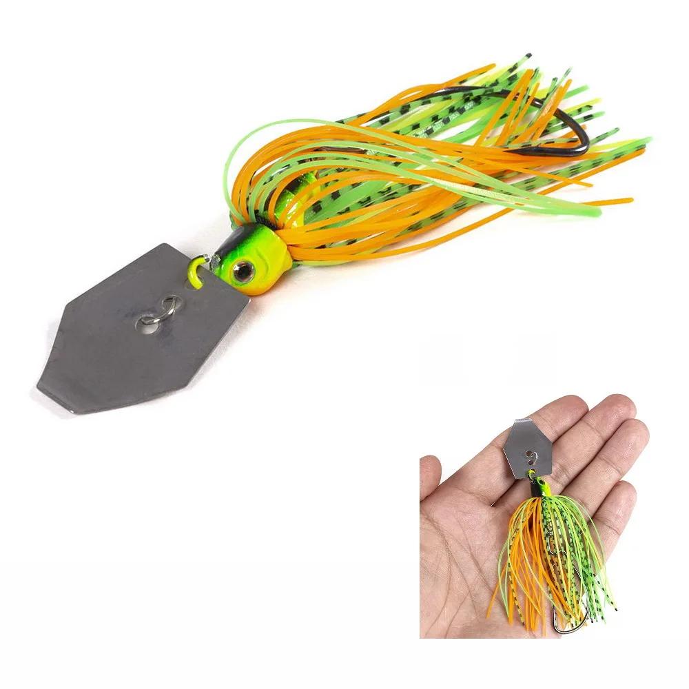 Leurre métallique avec jupe en caoutchouc, appât ÉlwobJeff, buzzbait, jigging, cuillère spinner pour