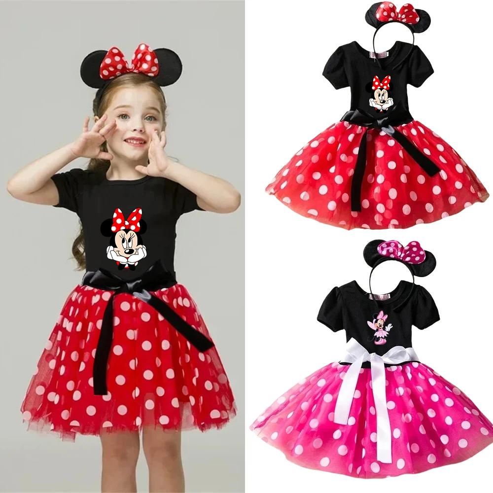 Costume de Cosplay Mickey Minnie Mouse pour petites filles, robe fantaisie à pois, robe de princesse