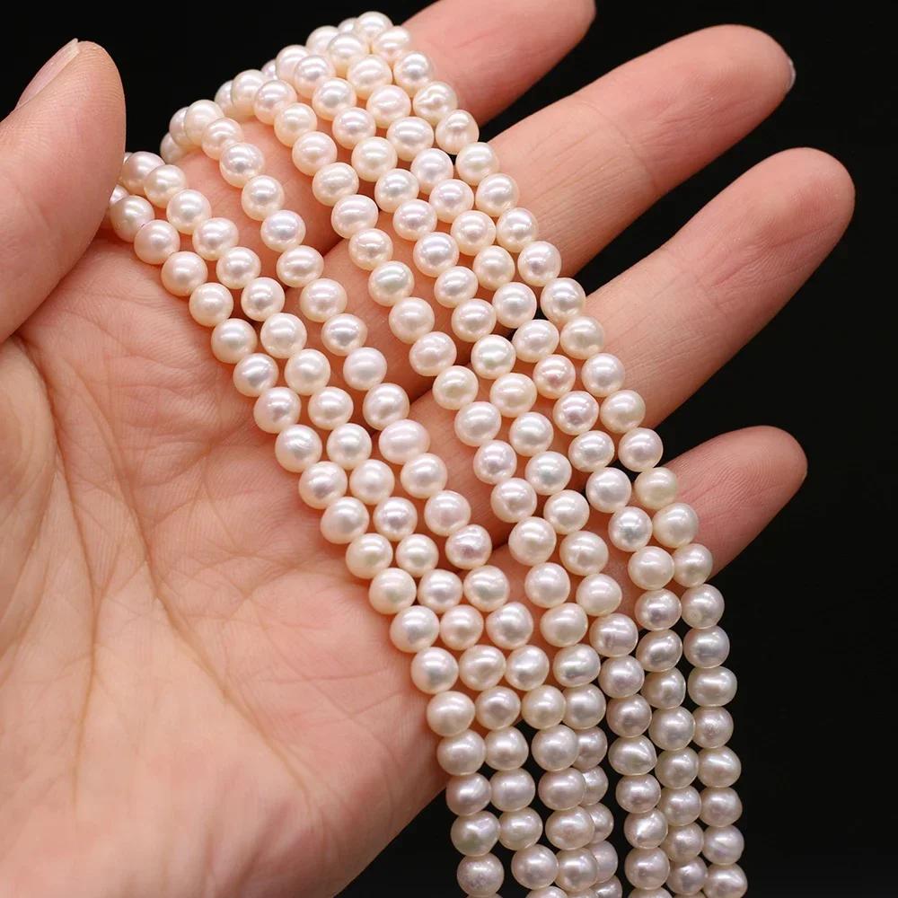 Perles d'Eau Douce Naturelles Blanches AAA + de 4 à 5mm, Perles Rondes d'Espacement pour Bijoux de B