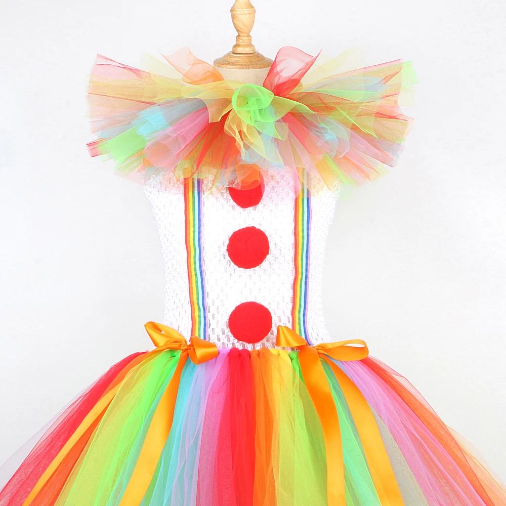 Costumes de Clown Pennywise arc-en-ciel pour filles, robe Tutu d'halloween de Clown de cirque pour e