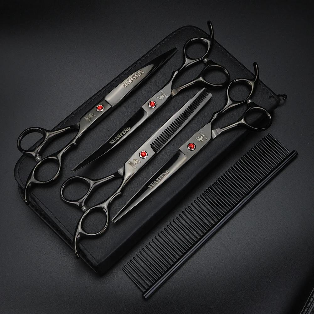 XUANFENG – ciseaux à cheveux colorés de 7 pouces, 4 pièces, ciseaux de coupe pour animaux de compagn