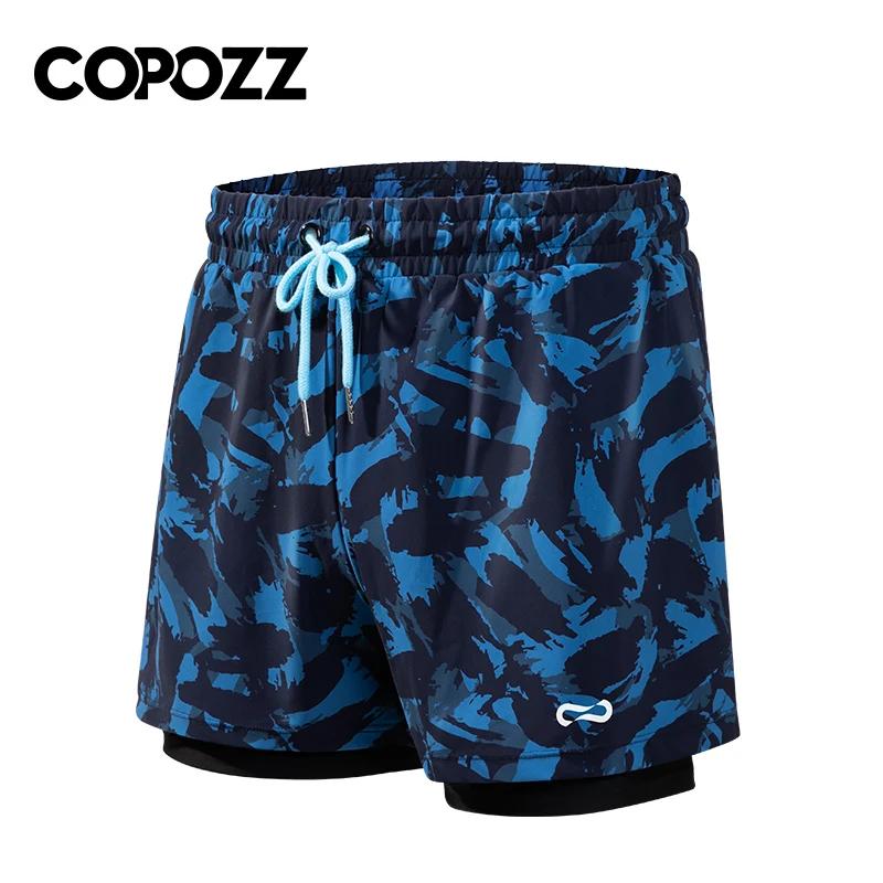 COPOZZ – maillot de bain pour hommes, culotte de plage, cordon de serrage, taille élastique, grande