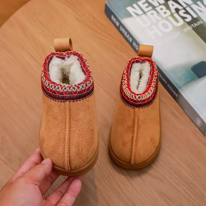 2025 nouvelle mode enfants bottines doux hiver casual filles coton chaussures couleur unie enfants é