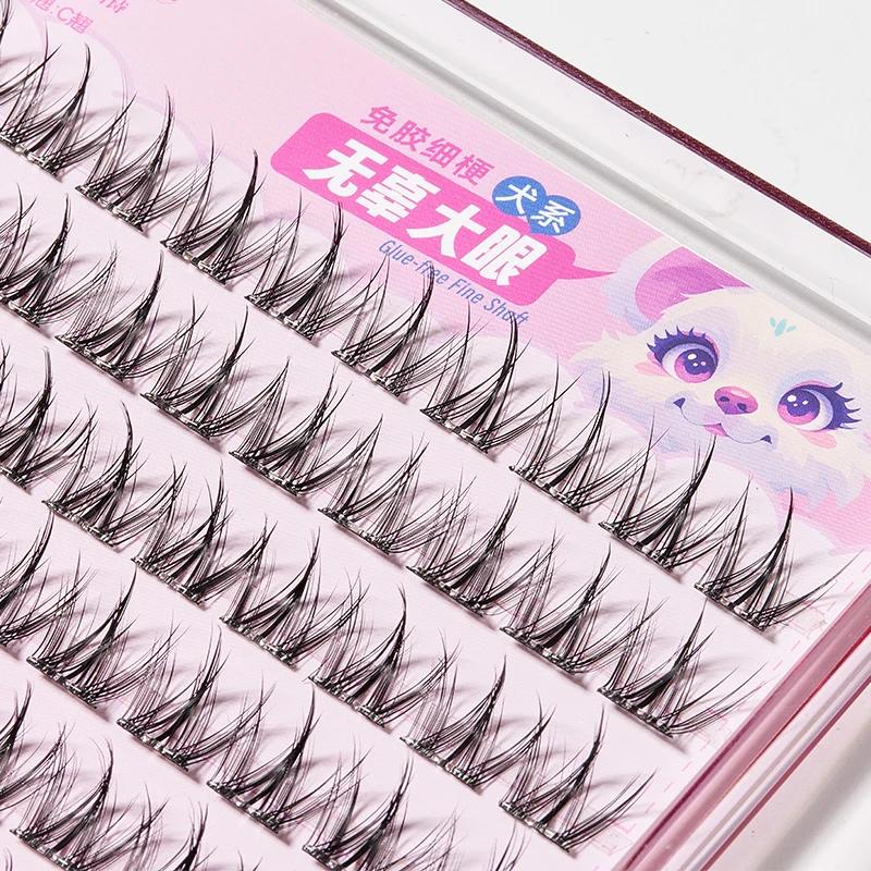 Yélix Faux-cils auto-adhésifs en grappe, Extension de cils pour les yeux de chat, sans colle, ré