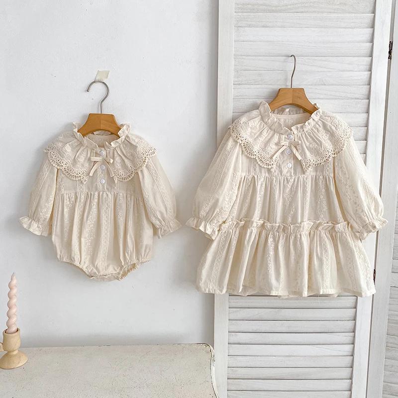 Robe à volants avec col en dentelle pour petite fille, tenue de soirée décontractée, nouvelle collec