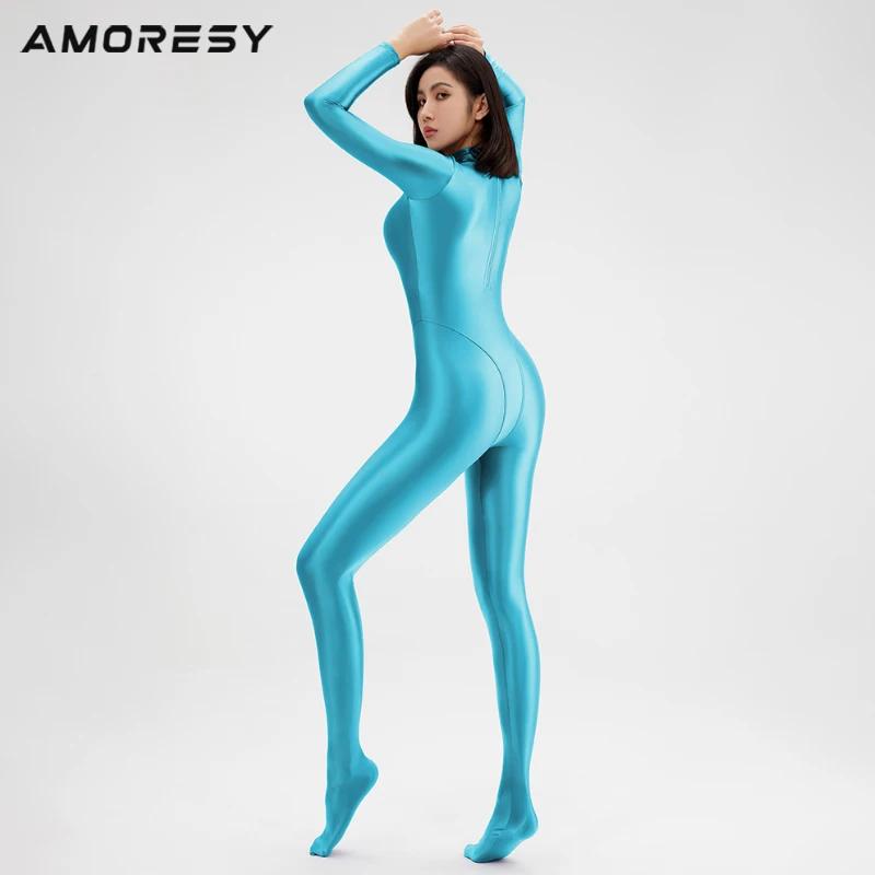 Collants manga AMORESY sexy brillant - Yoga running zentai décontracté huile suave sportif