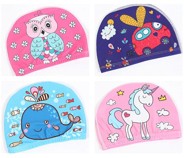 Chapeaux de natation enfant garçon et fille - Modèles dessin animé mignon tissu confortable pour plage et piscine - Accessoire plage