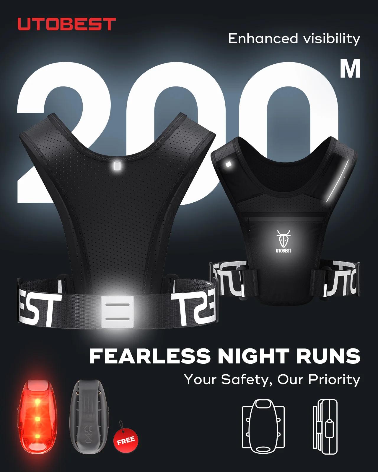 UTOBEST UTR111 Gilet de course léger avec sac de téléphone portable léger LED pour l'entraînement