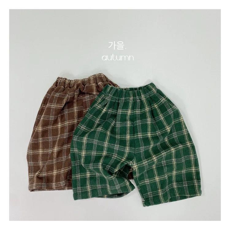 Pantalon à Carreaux pour Garçon, Tissu Tissé, Jambes Larges, Court, à la Mode, Printemps Automne