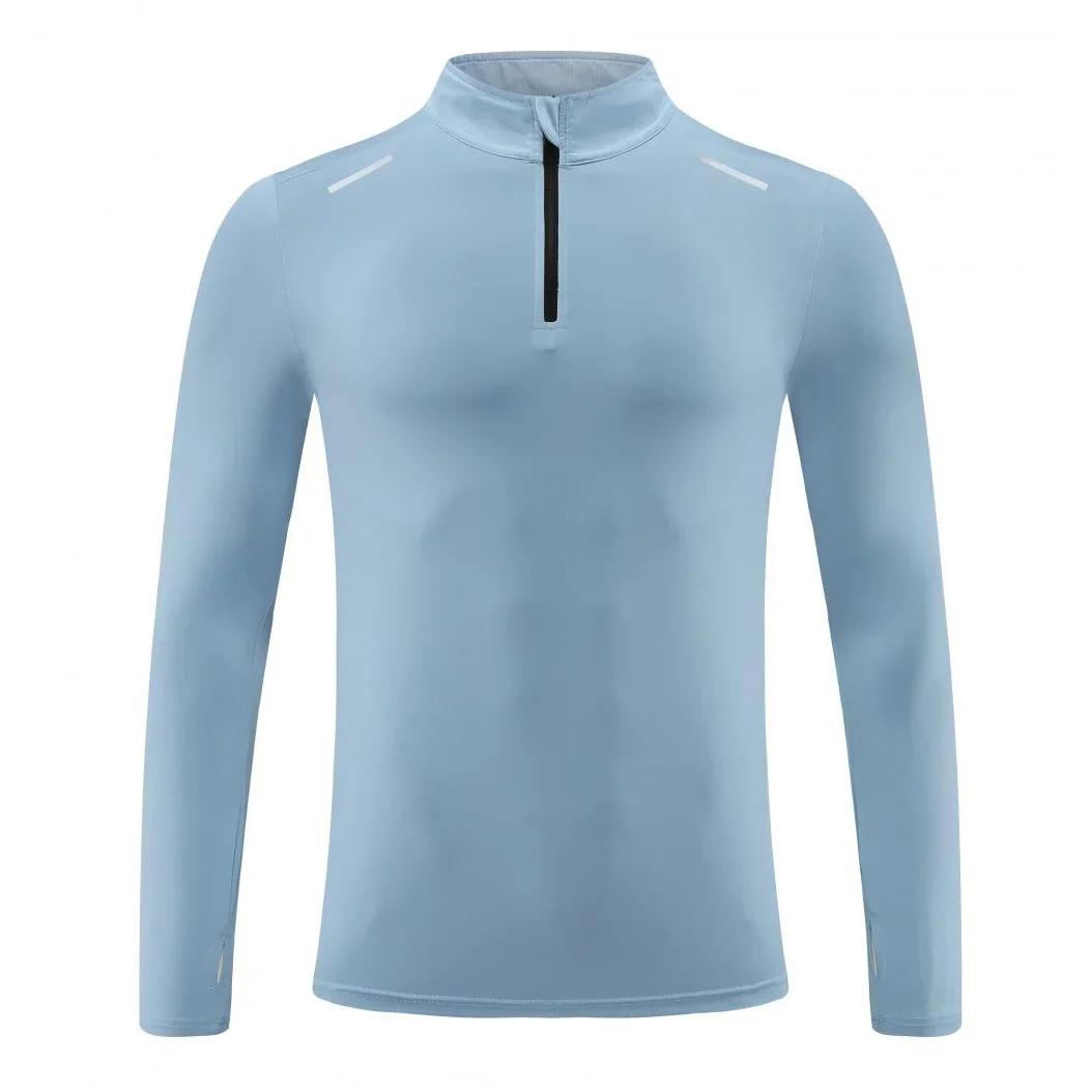 T-shirt à manches longues avec col montant et fermeture éclair pour homme, élastique, serré, t-shirt