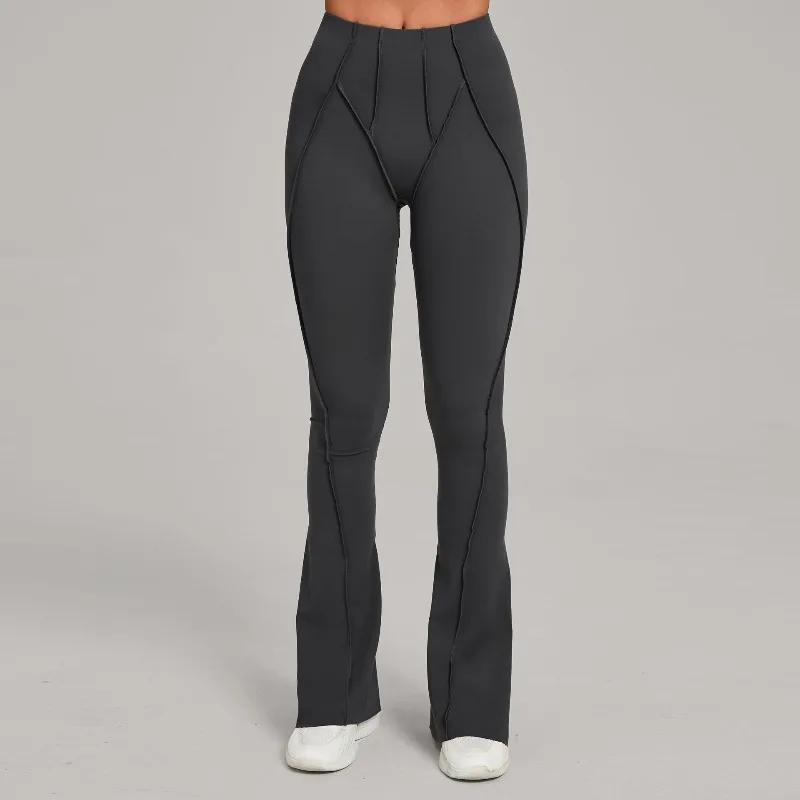 Pantalon évasé de Yoga pour femmes, jambes larges, moulant, levage des hanches, danse, taille haute,