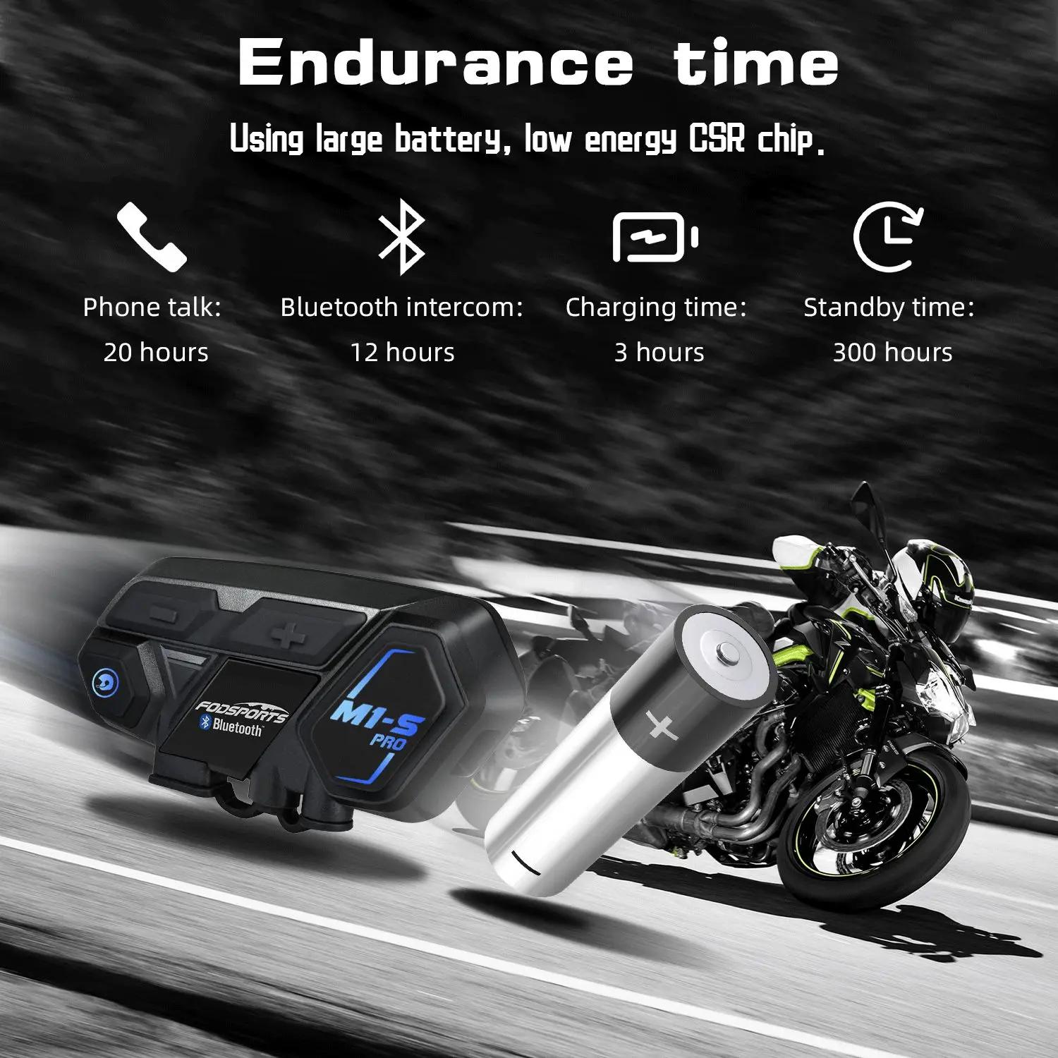 Fodsports M1S Pro 8 coureurs 2000m Moto Interphone casque casque Interphone Bluetooth Intercomunicad