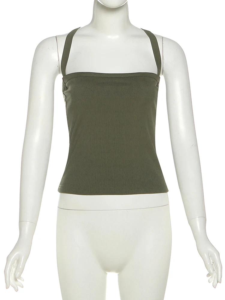 Sisterlinda col bas gilet femmes bandoulière croisée solide maigre Stretch Sexy minuit Hottie plage