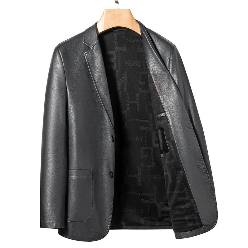 Veste en cuir coupe cintrée pour hommes, Blazer de haute qualité, tendance, assorti avec tout, pour