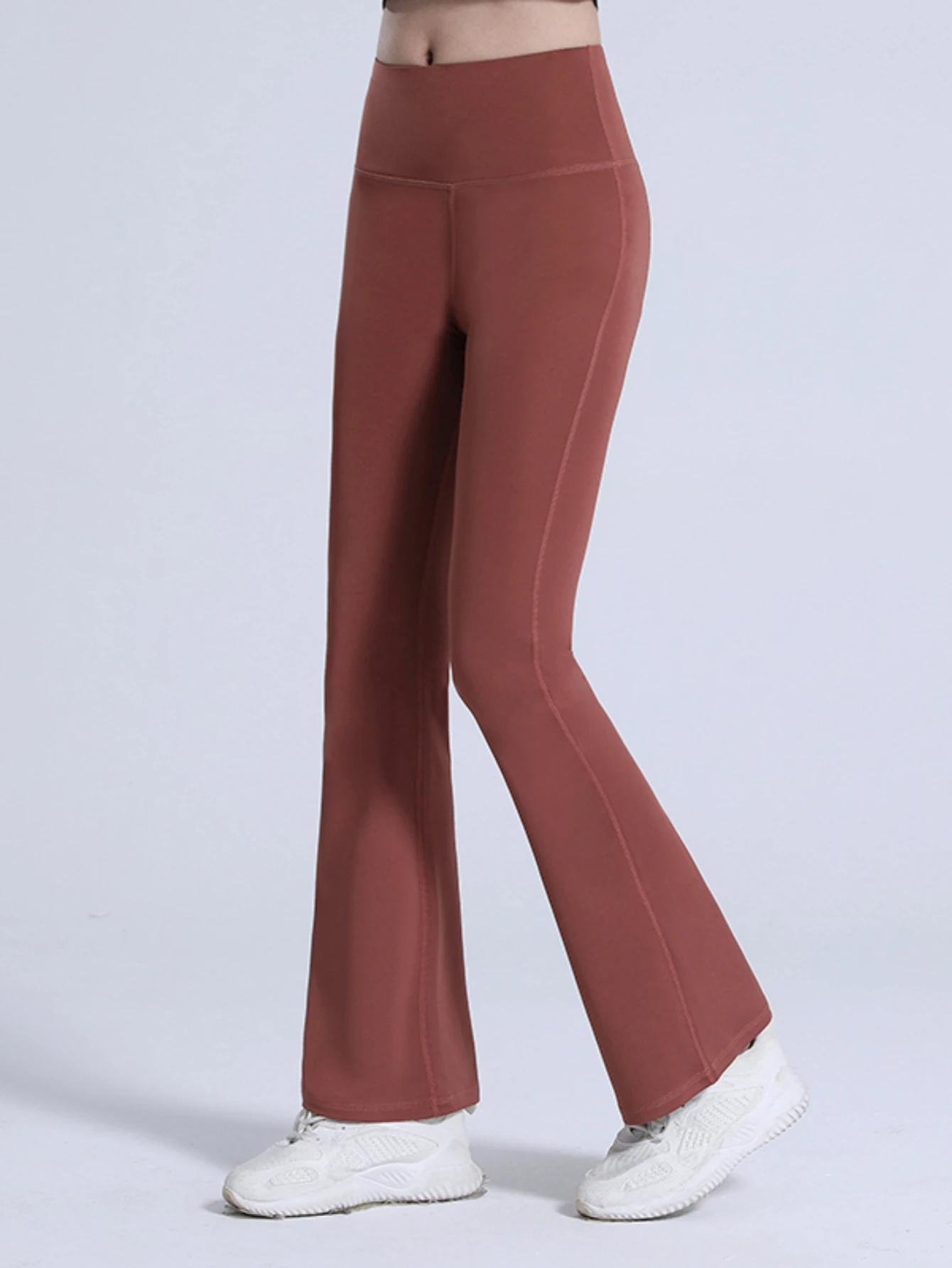 Pantalon de yoga taille haute à jambes larges pour femme, leggings de sport évasés, pantalon de cour