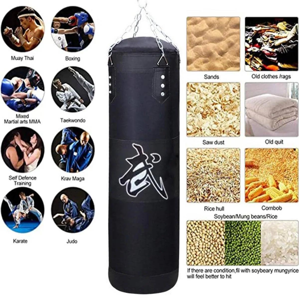 Ensemble de sacs de boxe lourds avec crochet de plafond, chaîne en acier suspendue, sac lourd pour a