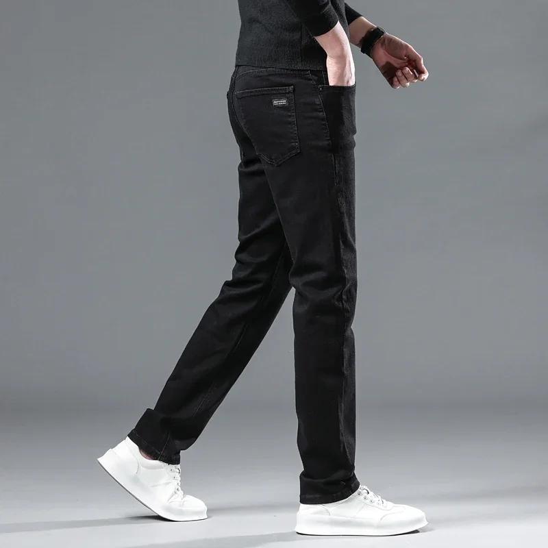 WTHINLEE hiver hommes noir droit Stretch Denim épais velours pantalon chaud jean décontracté polaire