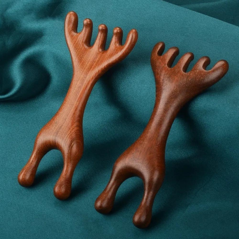 Peigne de Massage méridien corporel à Double tête, bois de santal, bois de santal, outil antistatiqu
