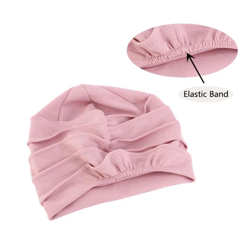 Femmes coton Slouch Bonnet chimio casquette couleur unie Bonnet intérieur Hijabs casquette musulman