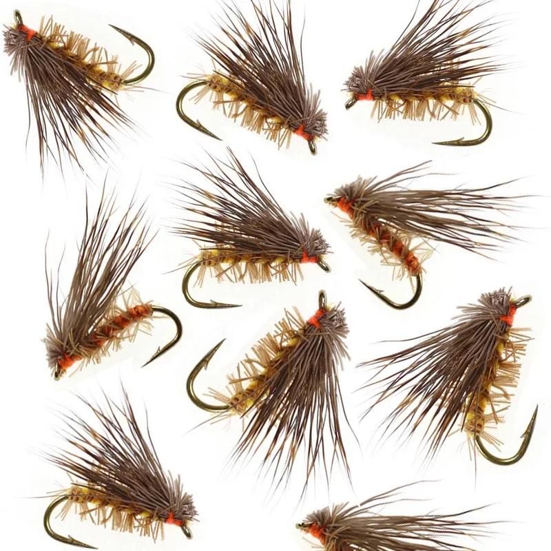 10 pièces/lot appât artificiel insectes leurre cerf cheveux secs mouche leurres de pêche doux bar de