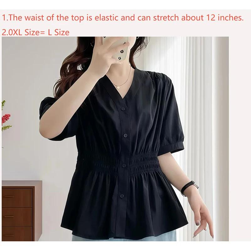 Chemise et chemisier d'été à taille élastique, grande taille, 200 livres, manches courtes, haut rigi