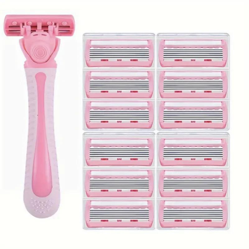 Rasoir pour femmes lame à 6 couches jambe cheveux aisselles couteau de rasage lames à 6 couches raso