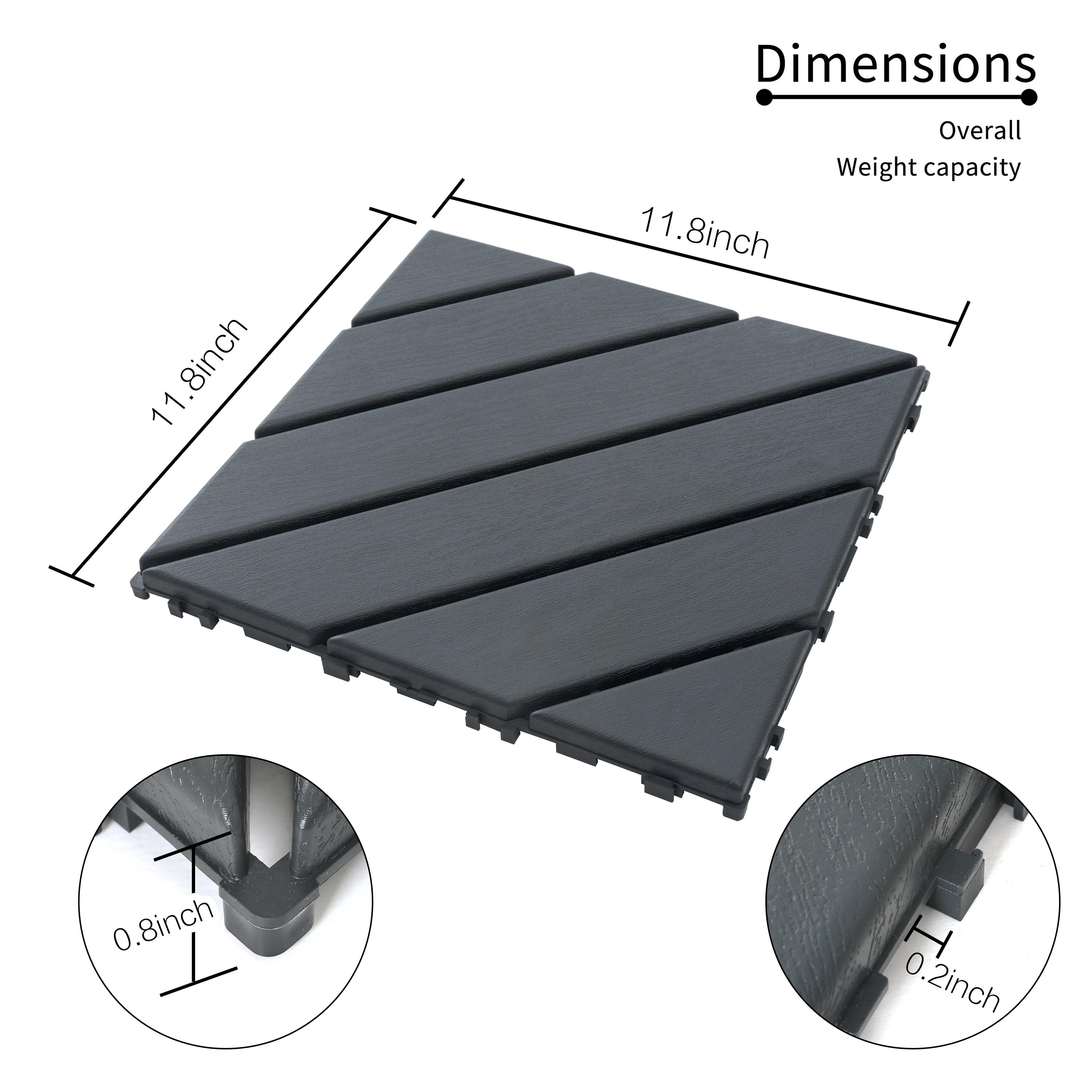 Carreaux de terrasse imbriqués en plastique, carreaux carrés étanches, utilisation par tous les temp